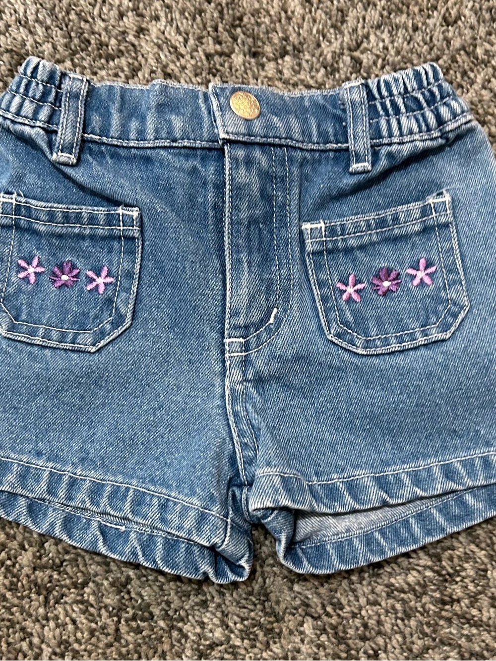 Disney Baby 0-3 Month Shorts With Embroidered Flowers On The Front Pockets- #8